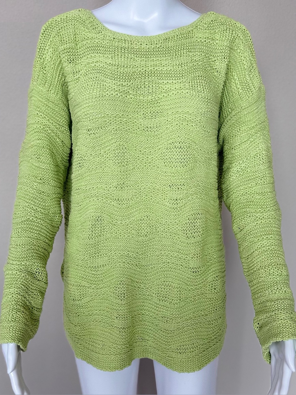 J.Jill Lightweight Light Green Cotton Knit Sweater